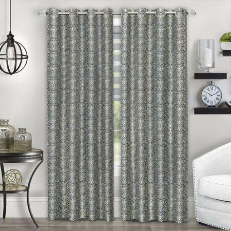 CHESTERFIELD LEATHER 52 x 63 in. Python 8-Grommet Curtain Panel; Black & Silver CH2512069